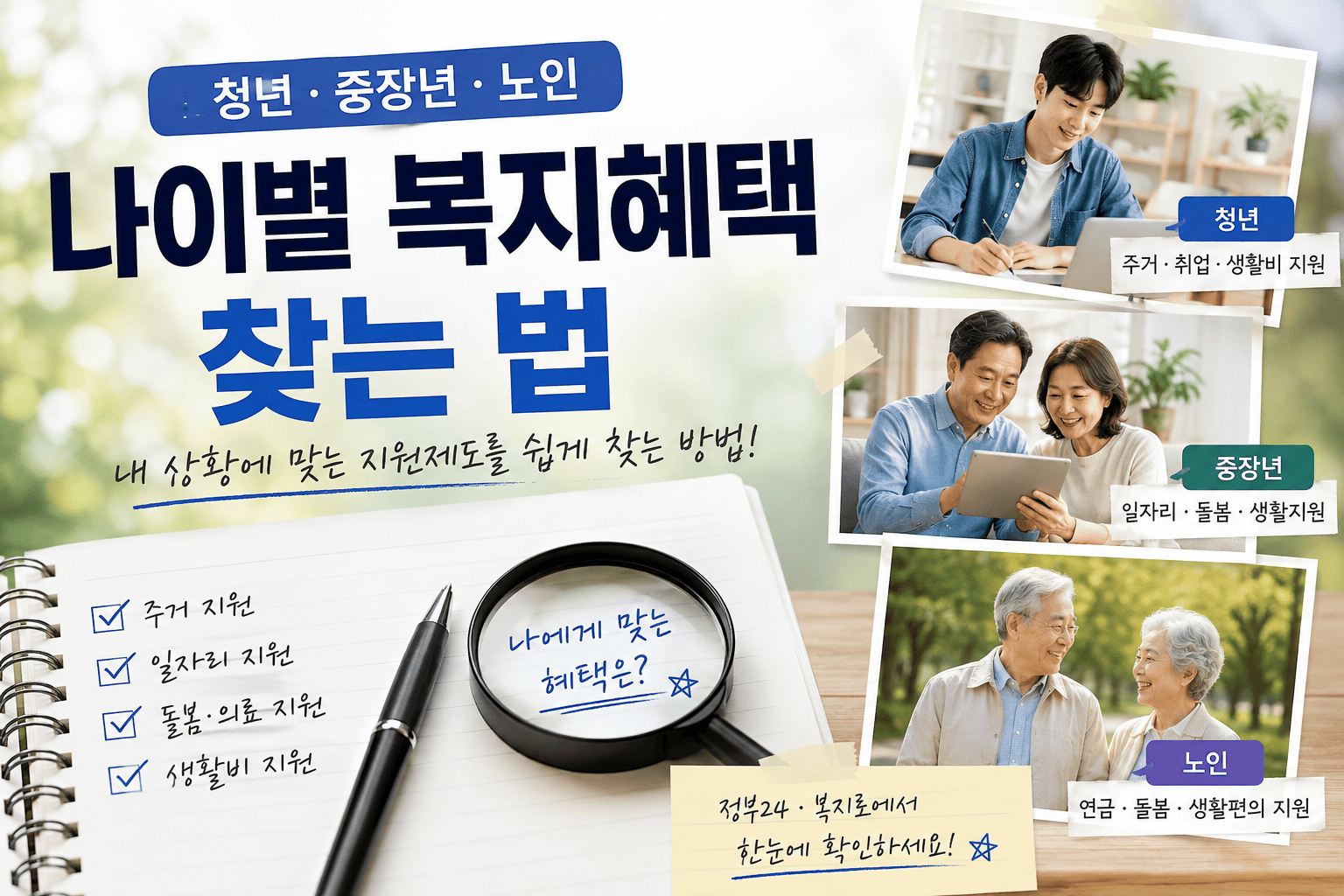 연령과 생활상황에 따라 달라지는 나이별 복지혜택