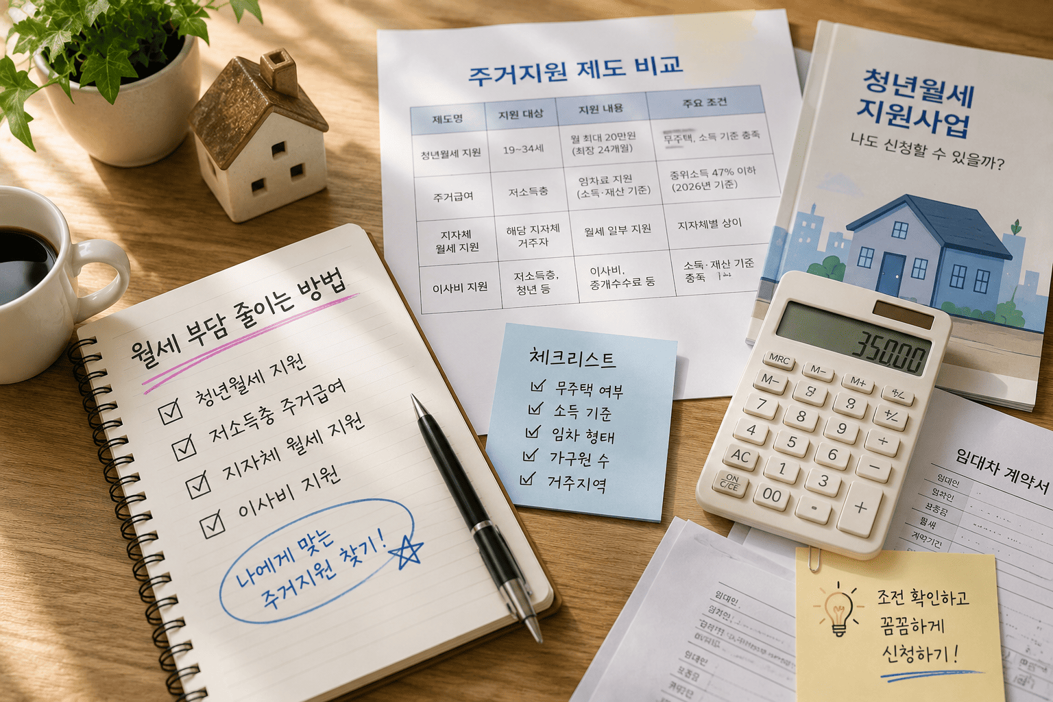 월세와 주거비 지원조건을 비교하는 모습