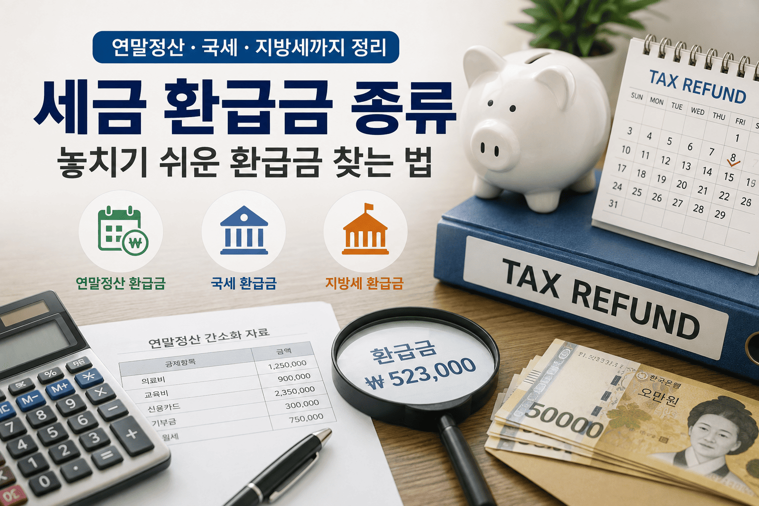 놓치기 쉬운 세금 환급금 종류, 연말정산·국세·지방세까지 정리