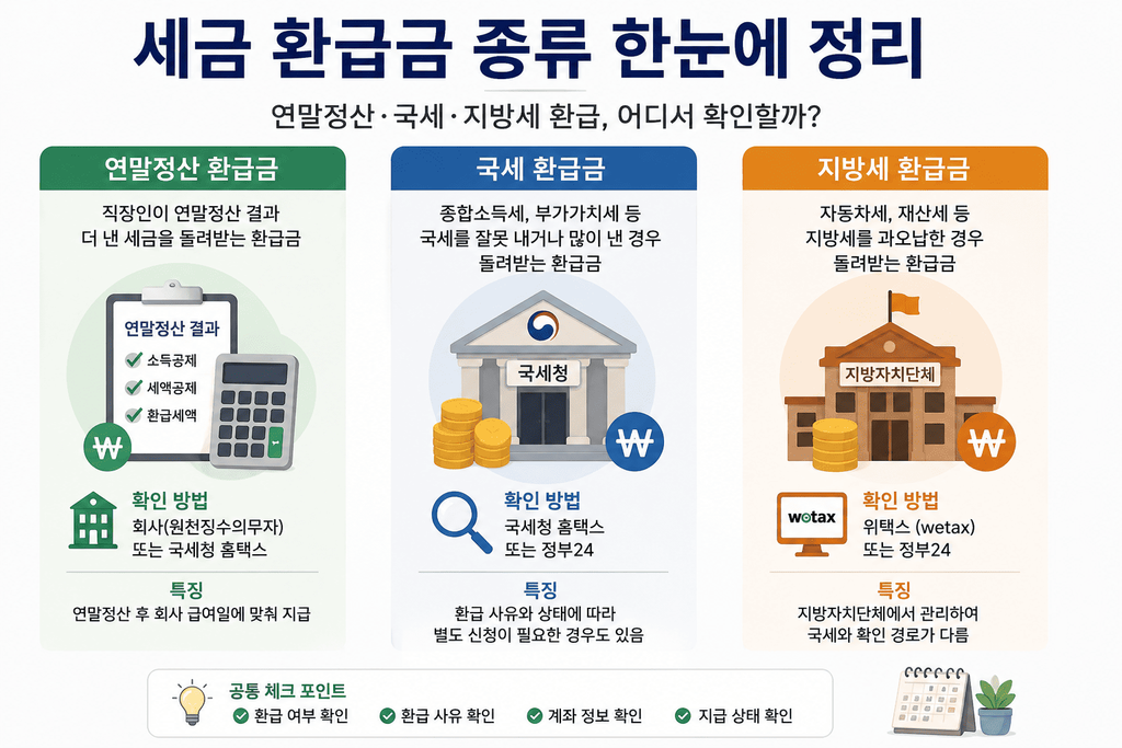 국세환급금과 지방세환급금 조회 경로 차이
