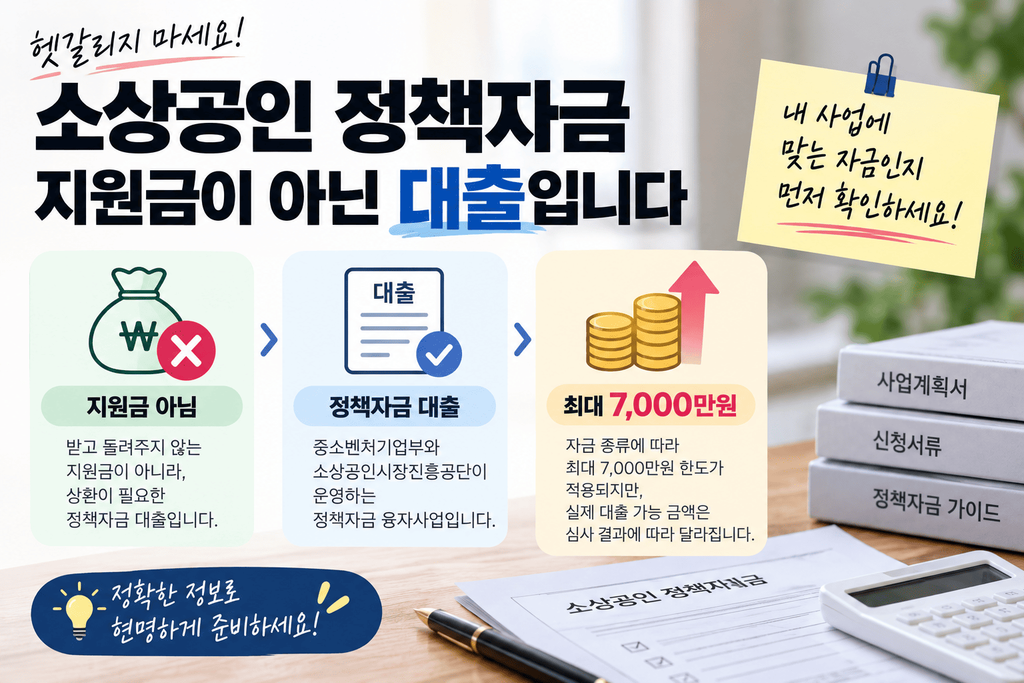 소상공인 정책자금 7000만원 신청 조건과 대출한도 확인