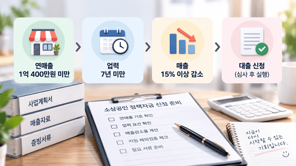 매출 감소 소상공인 정책자금 7000만원 신청 조건 확인