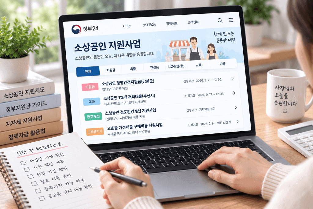 소상공인 환경개선지원금 신청 전 공식 공고 확인