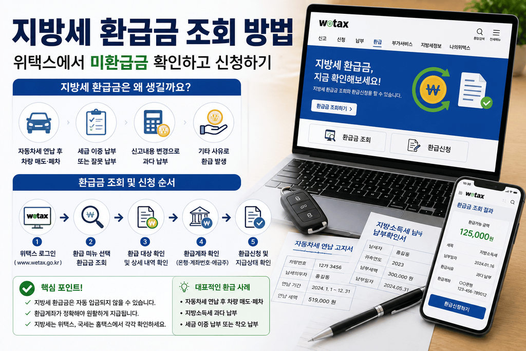 자동차세 연납 후 차량 매도 시 지방세 환급금을 확인하는 모습