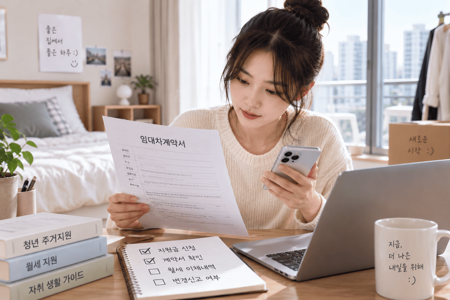 청년 주거지원 선정 후 임대차계약과 거주조건을 확인하는 모습