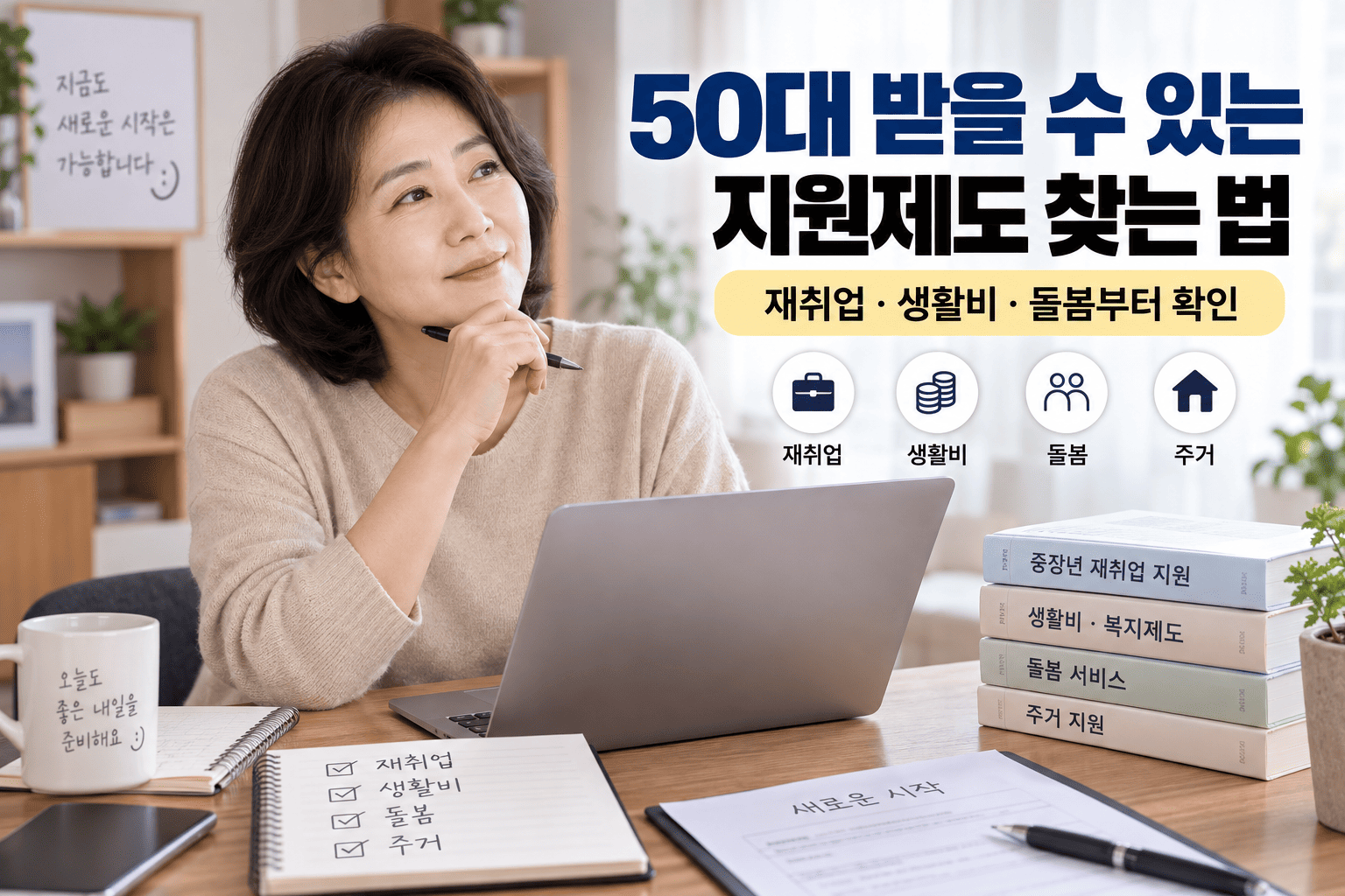 50대 받을 수 있는 지원제도 찾는 법, 재취업·생활비·돌봄부터 확인