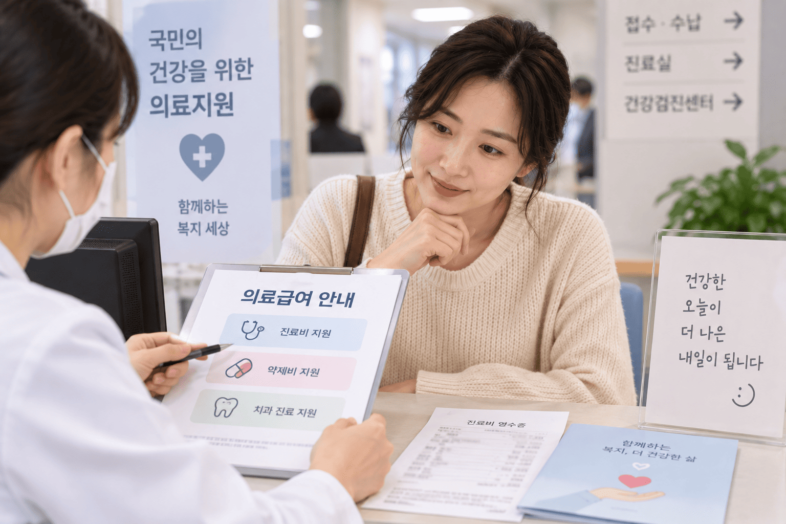 저소득층 의료급여 대상과 의료비 지원기준을 확인하는 모습