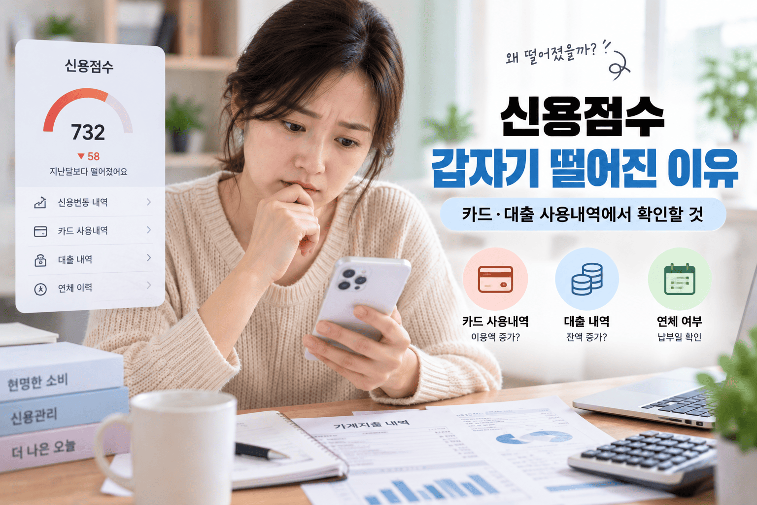 신용점수 갑자기 떨어진 이유, 카드·대출 사용내역에서 확인할 것