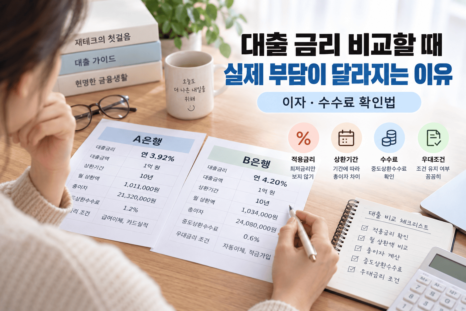 대출 금리 비교할 때 실제 부담이 달라지는 이유, 이자·수수료 확인법