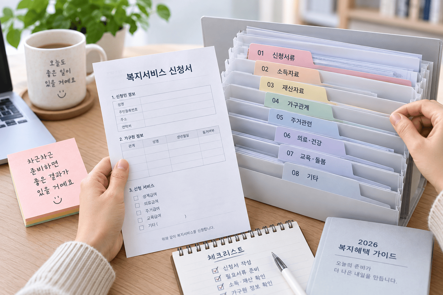 복지혜택 신청 후 가구조건과 가족 범위를 확인하는 모습