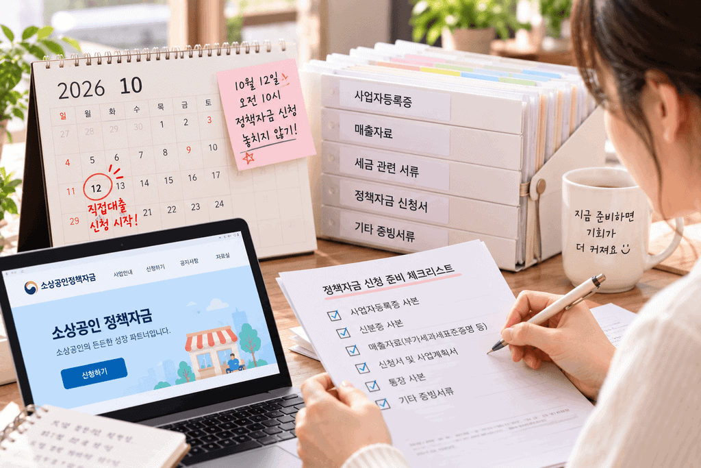 2026 소상공인 정책자금 4분기 직접대출 10월 12일 접수 일정